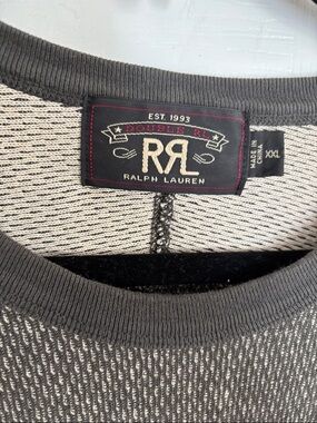 Ralph Lauren Double RL Long Sleeve Waffle Knit Tee in Charcoal-XXL-VINTAGE